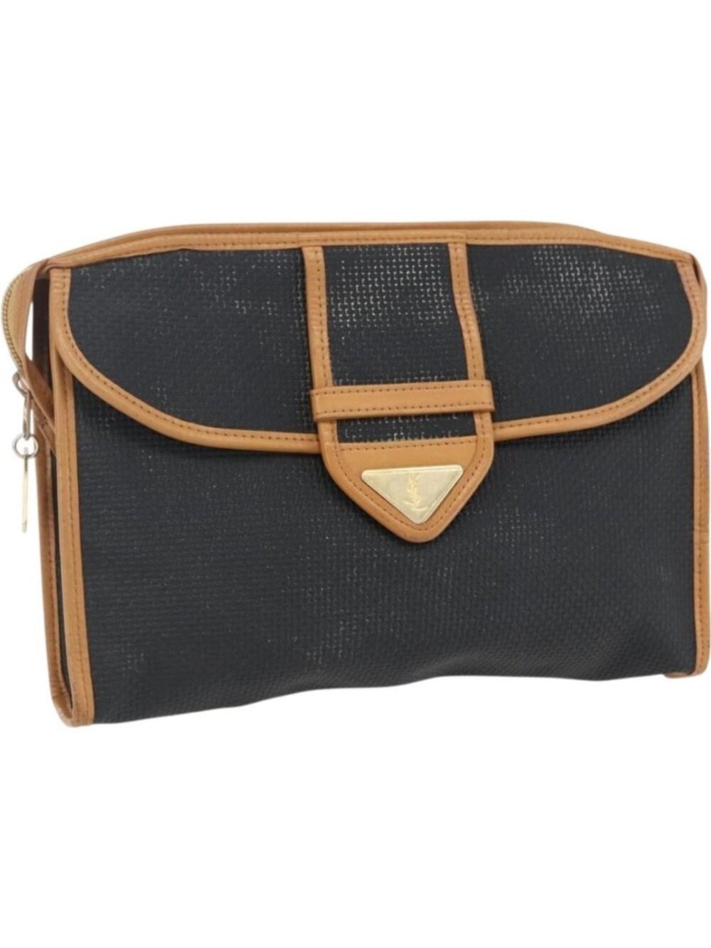 SAINT LAURENT Clutch Bag Leather Black Gold